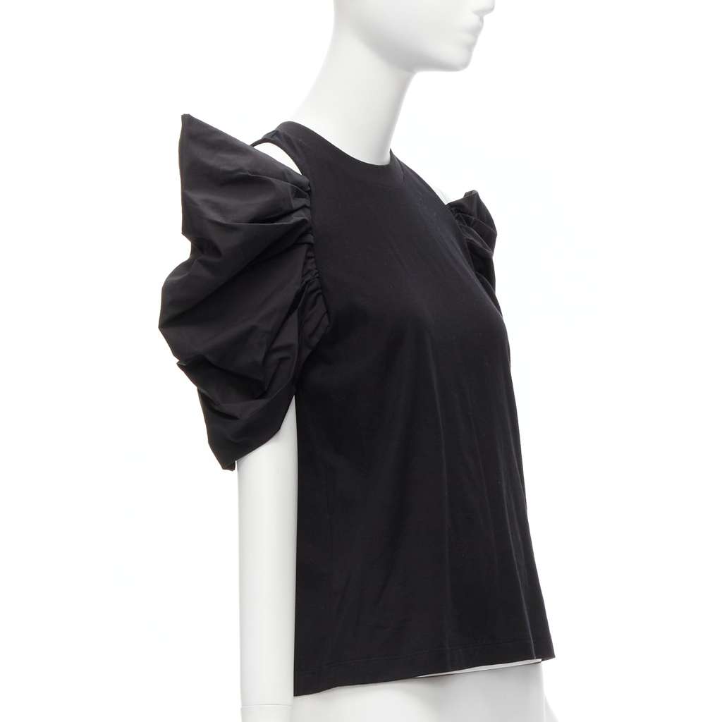 Alexander McQueen Puff Sleeve Top Black Cotton Never worn, with tag - Inside View