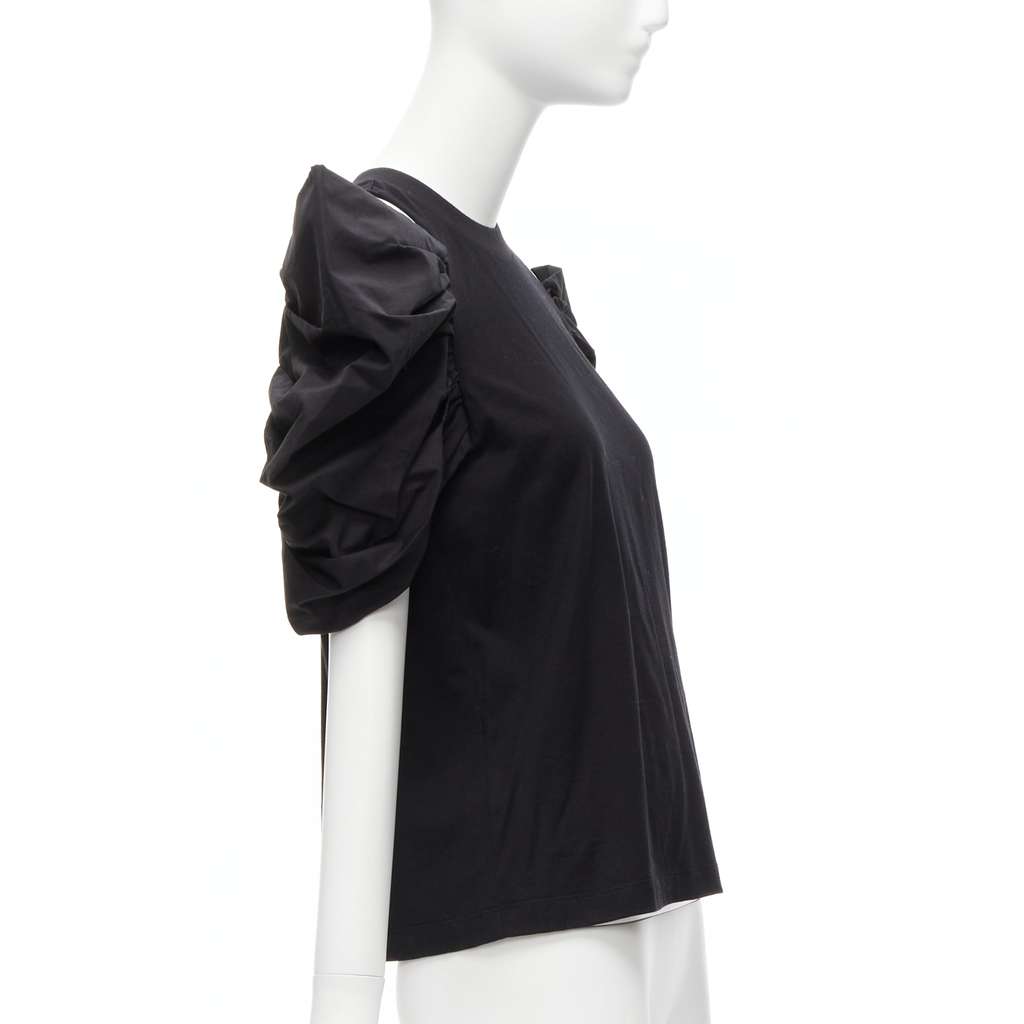 Alexander McQueen Puff Sleeve Top Black Cotton Never worn, with tag - Model View