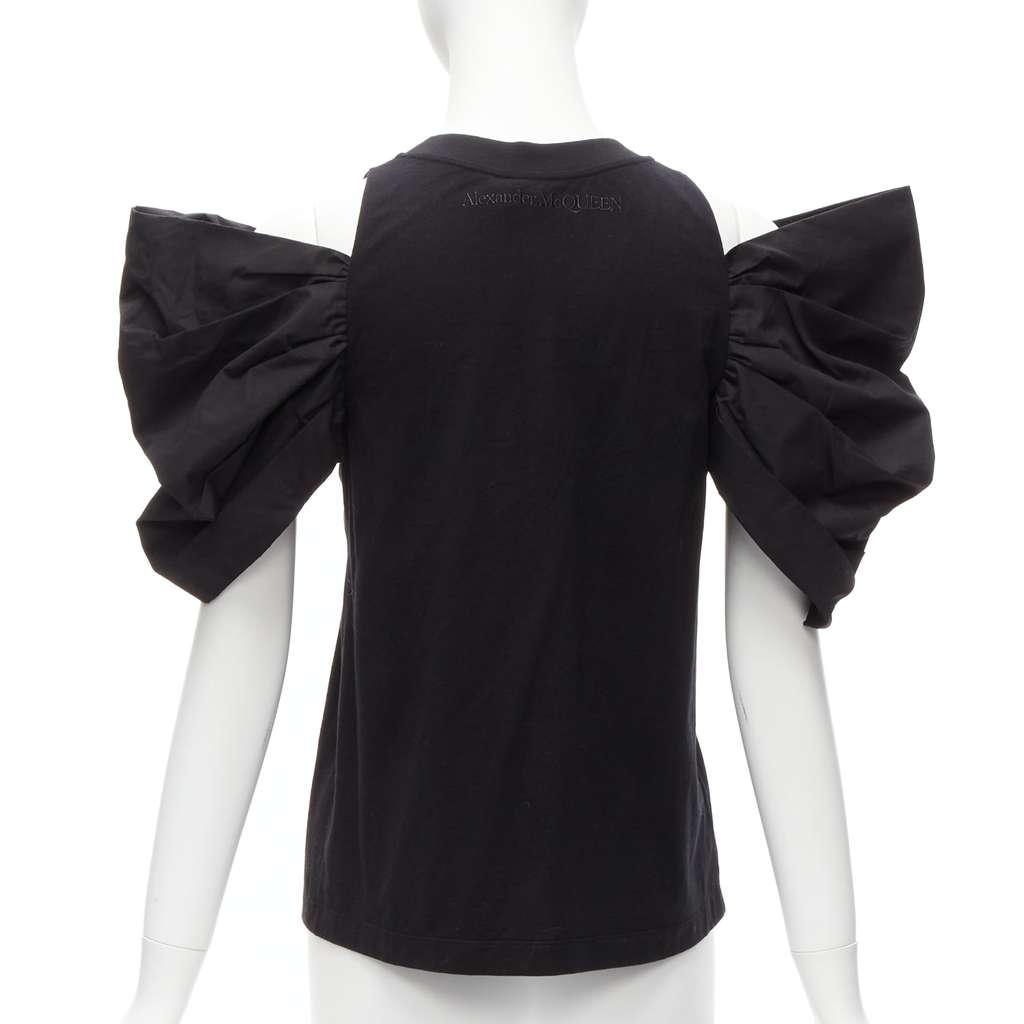 Alexander McQueen Puff Sleeve Top Black Cotton Never worn, with tag - Box View