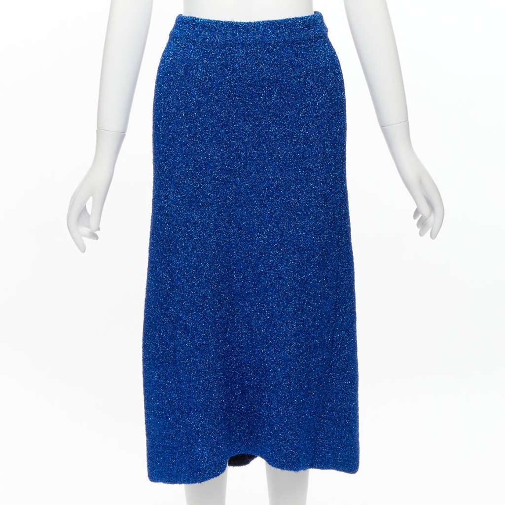Balenciaga Metallic High Low Skirt Blue Polyester Never worn - Front View