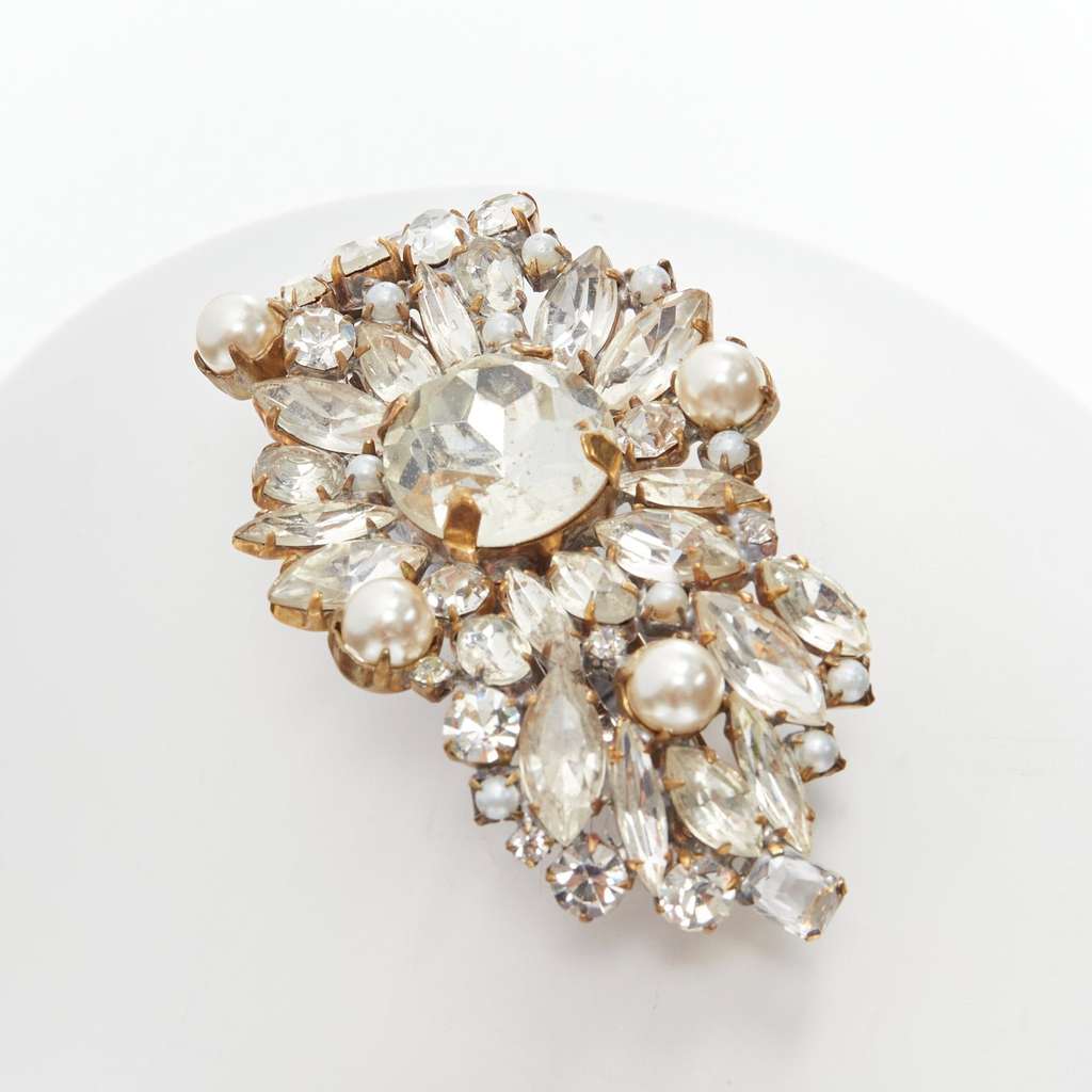 Meadham Kirchhoff Crystal Pearl Hairclip Beige Very good - Back View