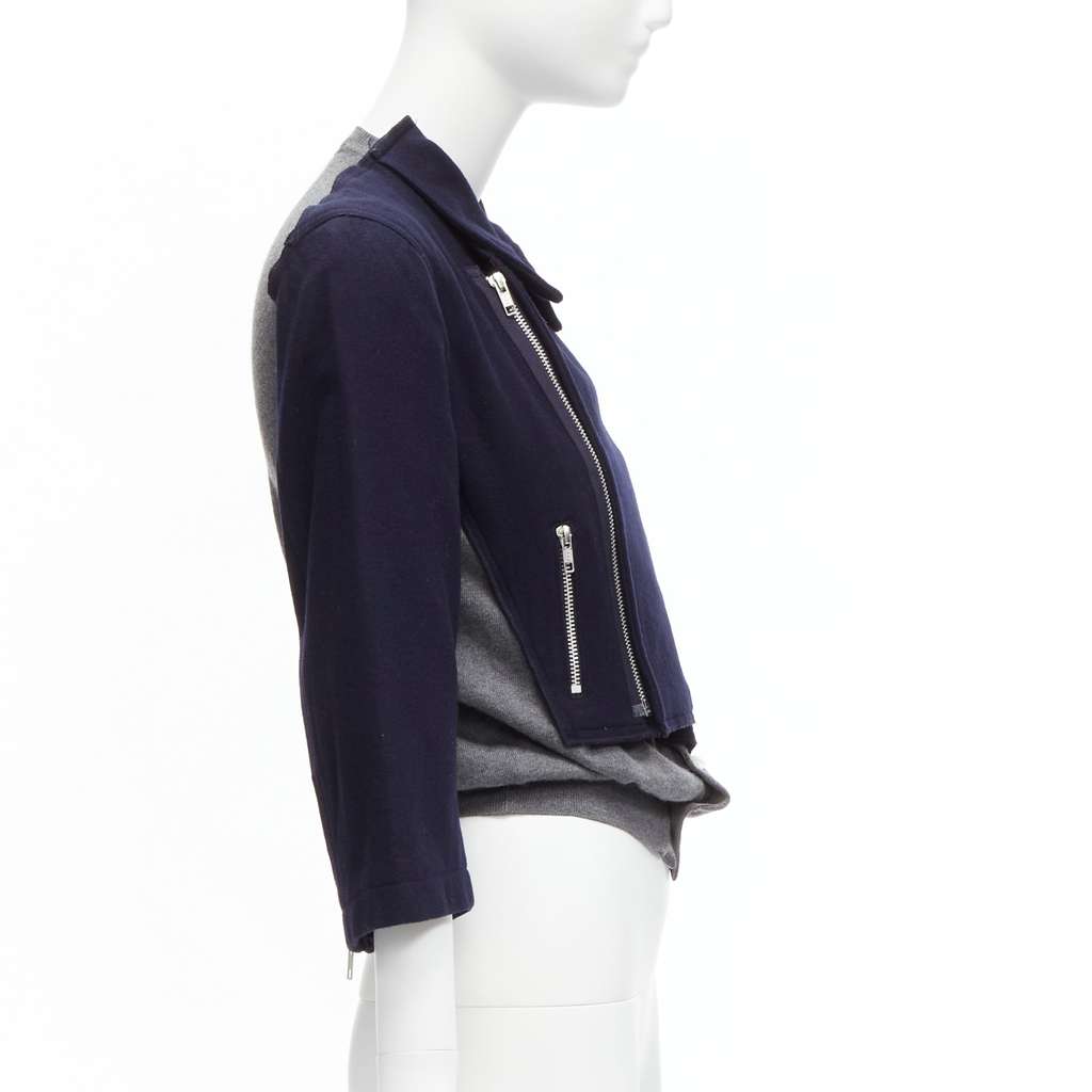 Comme Des Garcons Hybrid Biker Cardigan Navy Wool Never worn - Model View