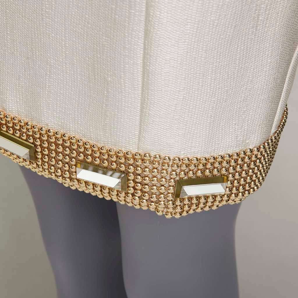 Versace Beaded Hem Dress Beige Viscose Good - Back View