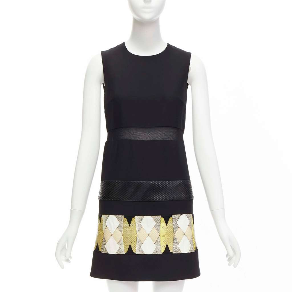 Versace Leather Patch Dress Black Very good - Front View