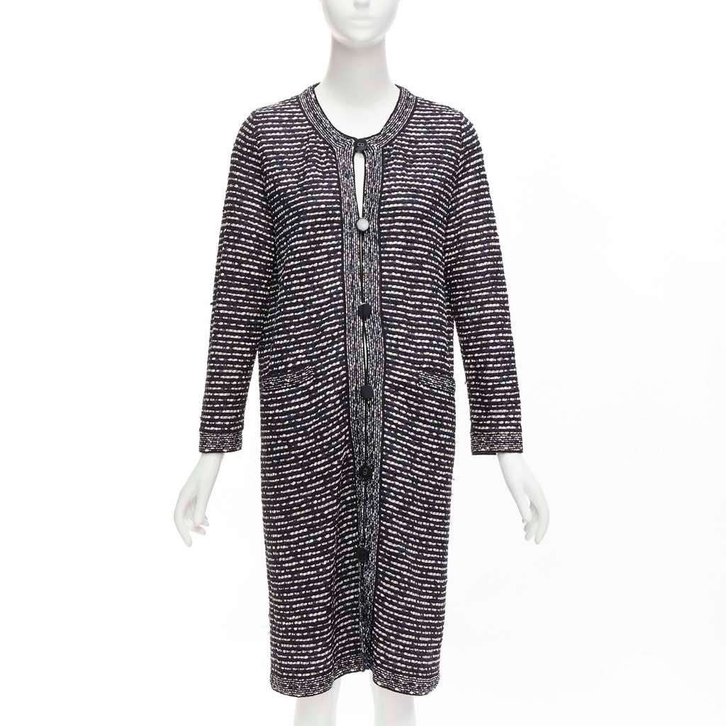 Christian Dior Navy Light Weave Long Coat Navy Polyamide Very good - Front View