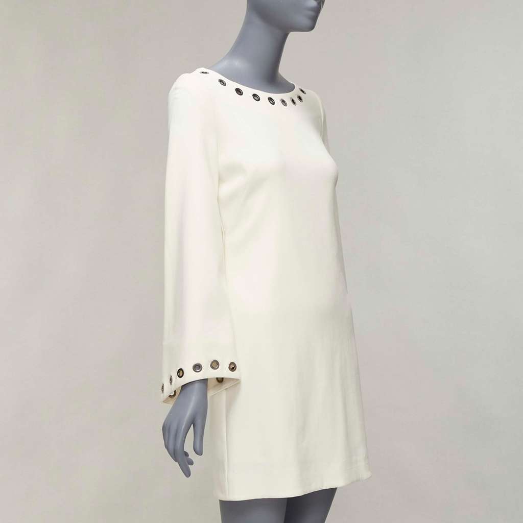Celine Grommet Mini Dress Beige Wool Very good condition - Inside View