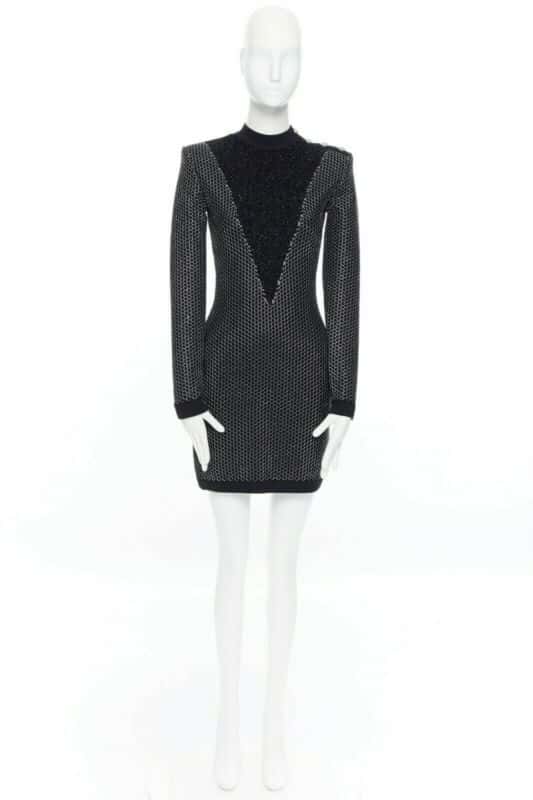 Balmain Fluffy Button Dress Black Good - Inside View