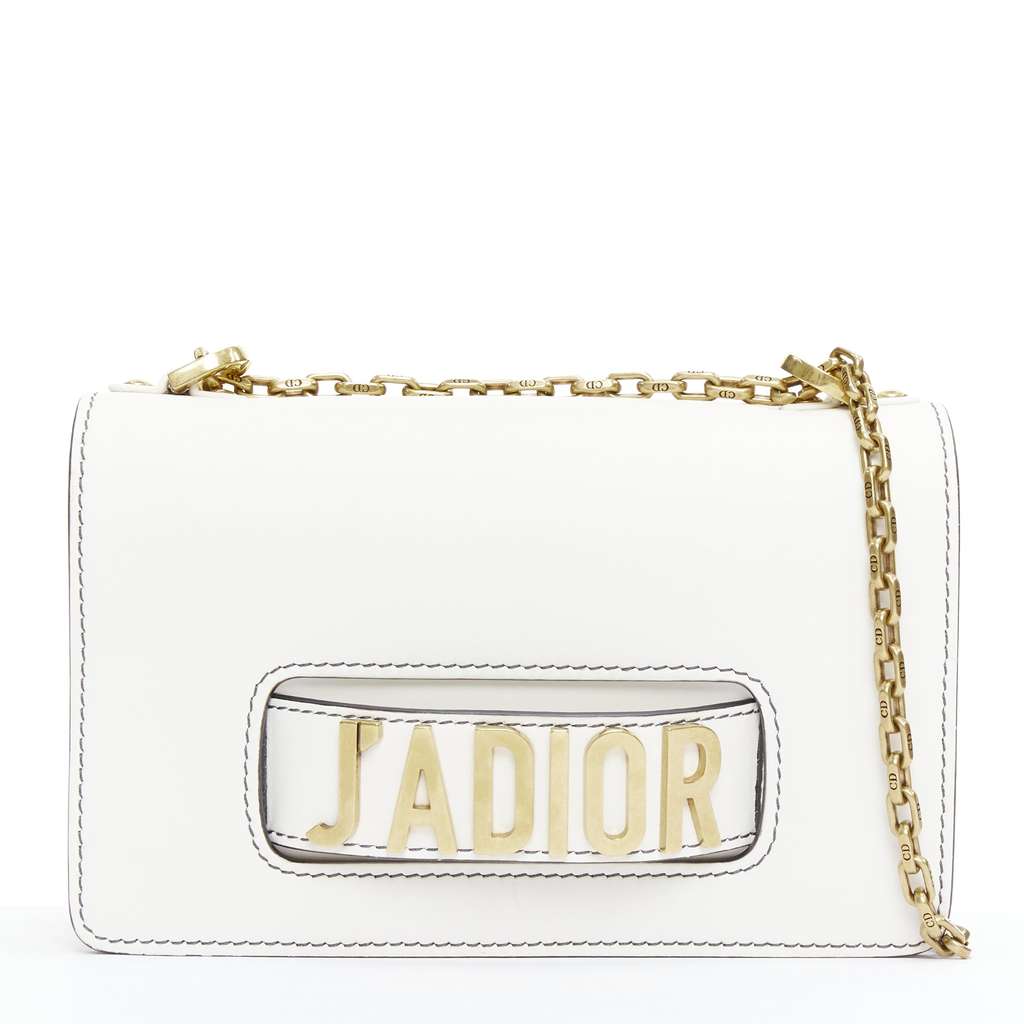 Dior J'Adior Medium White Leather Good - Front View
