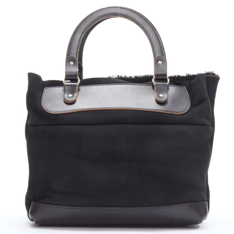 Marni Textured Logo Tote Black Leather Very good - Front View