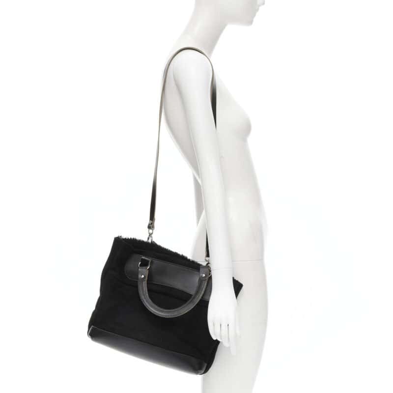 Marni Textured Logo Tote Black Leather Very good - Back View