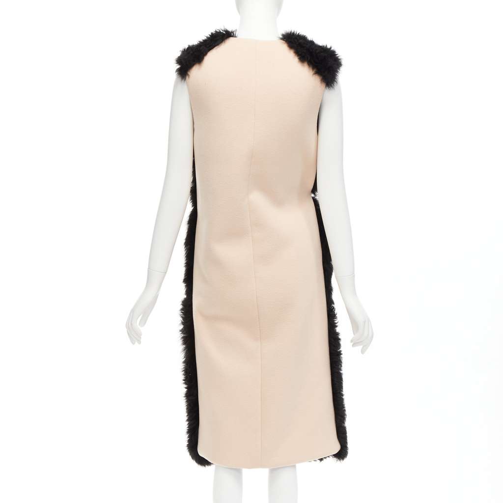 Marni Black Shearling Belted Coat Black Leather Never worn - Model View