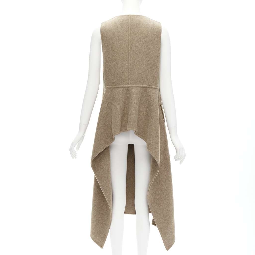 Marni Taupe High-Low Vest Coat Brown Wool Never worn - Front View