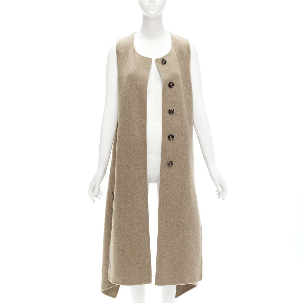 Marni Taupe High-Low Vest Coat Brown Wool Never worn - Back View
