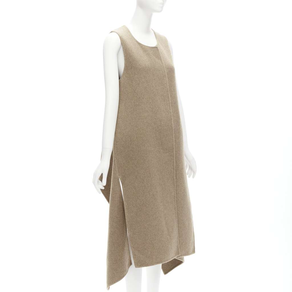 Marni Taupe High-Low Vest Coat Brown Wool Never worn - Model View