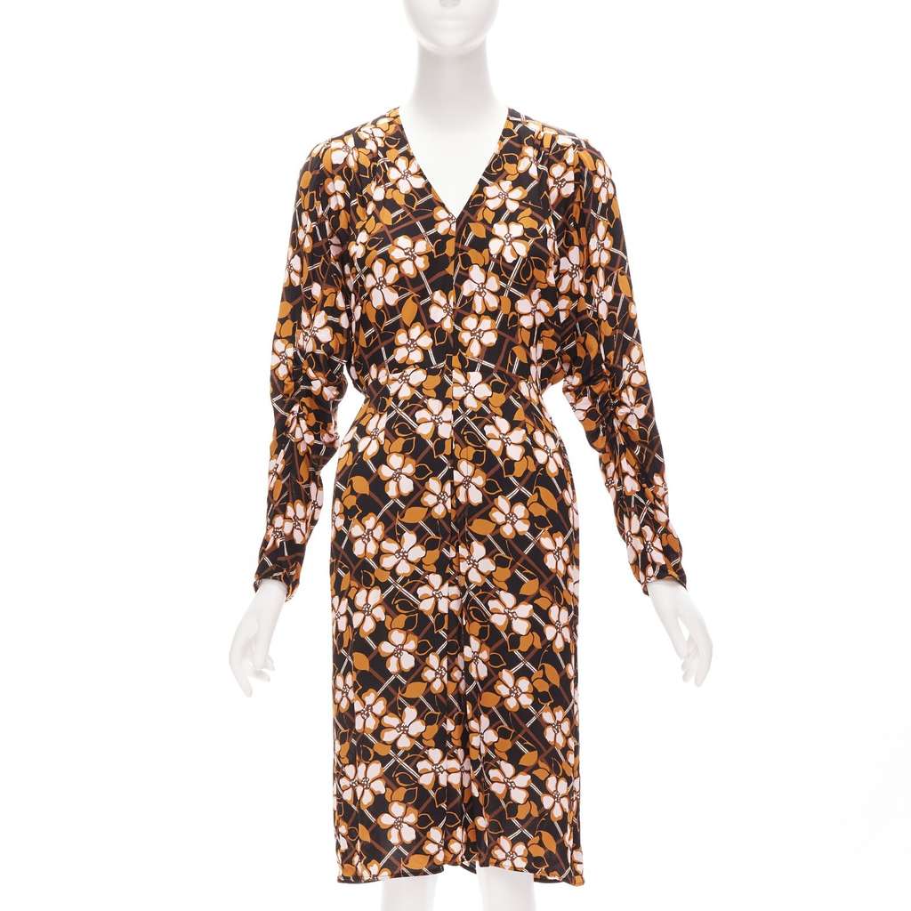 Marni Flower V-Neck Dress Pink Viscose Very good - Front View