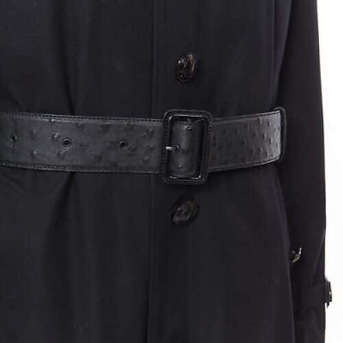 Burberry Black Fur Belted Trench Black Cotton Very good - Back View