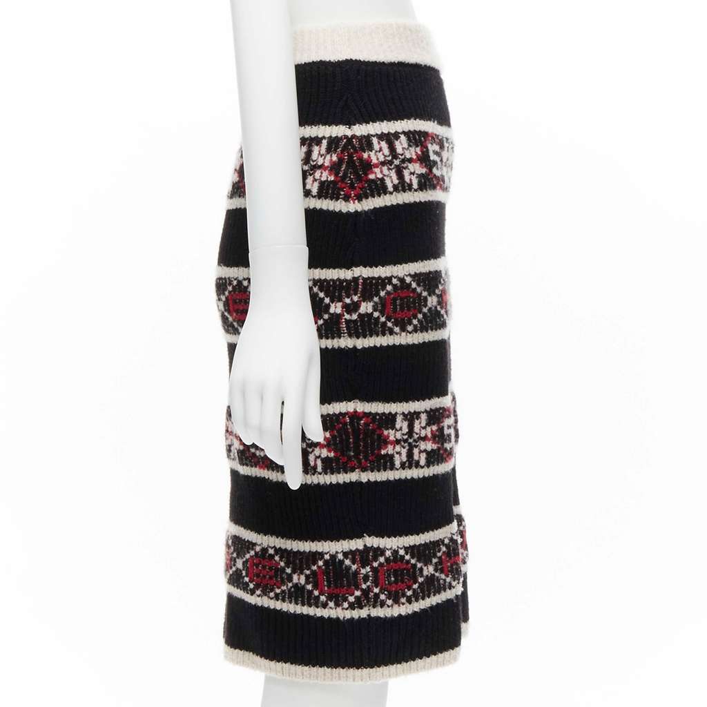 Chanel Fair Isle Skirt Black Cashmere Very good - Model View