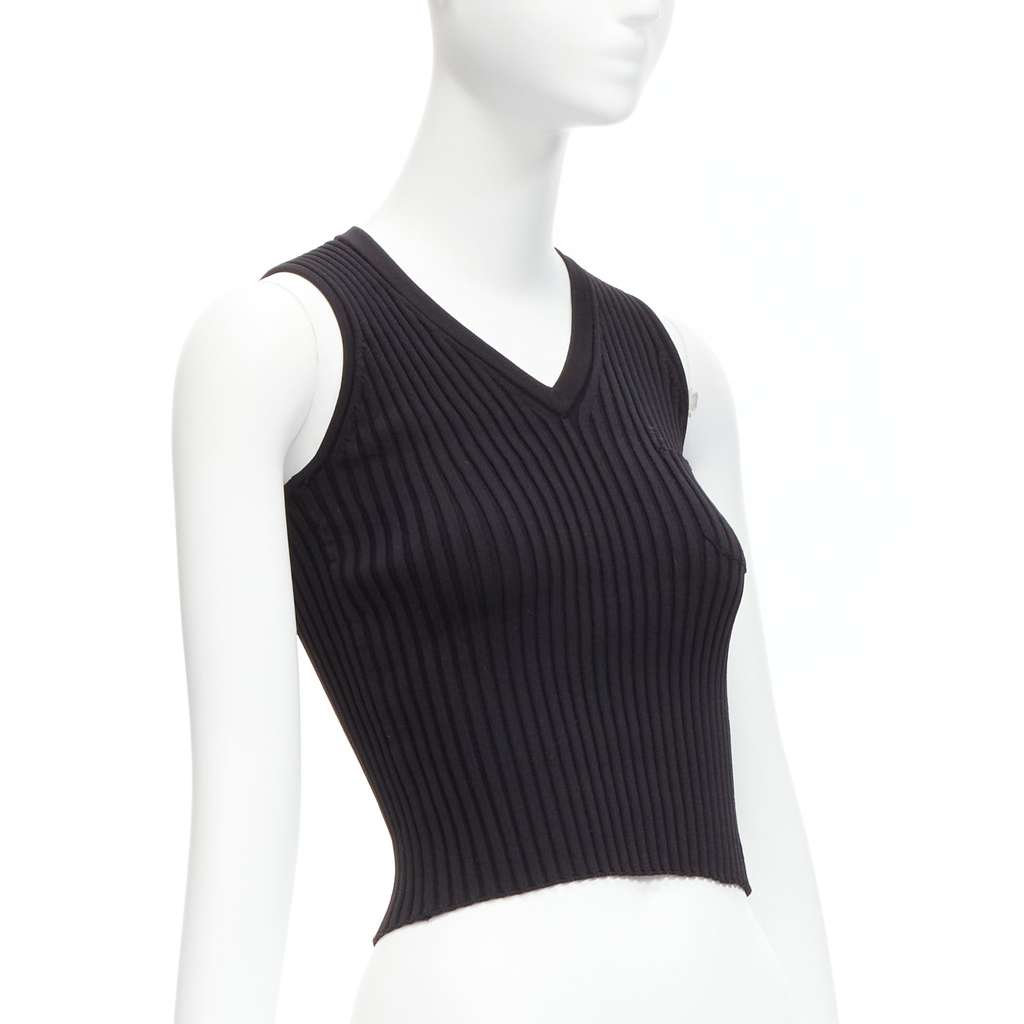 Chanel CC Logo Cropped Vest Black Never worn - Inside View