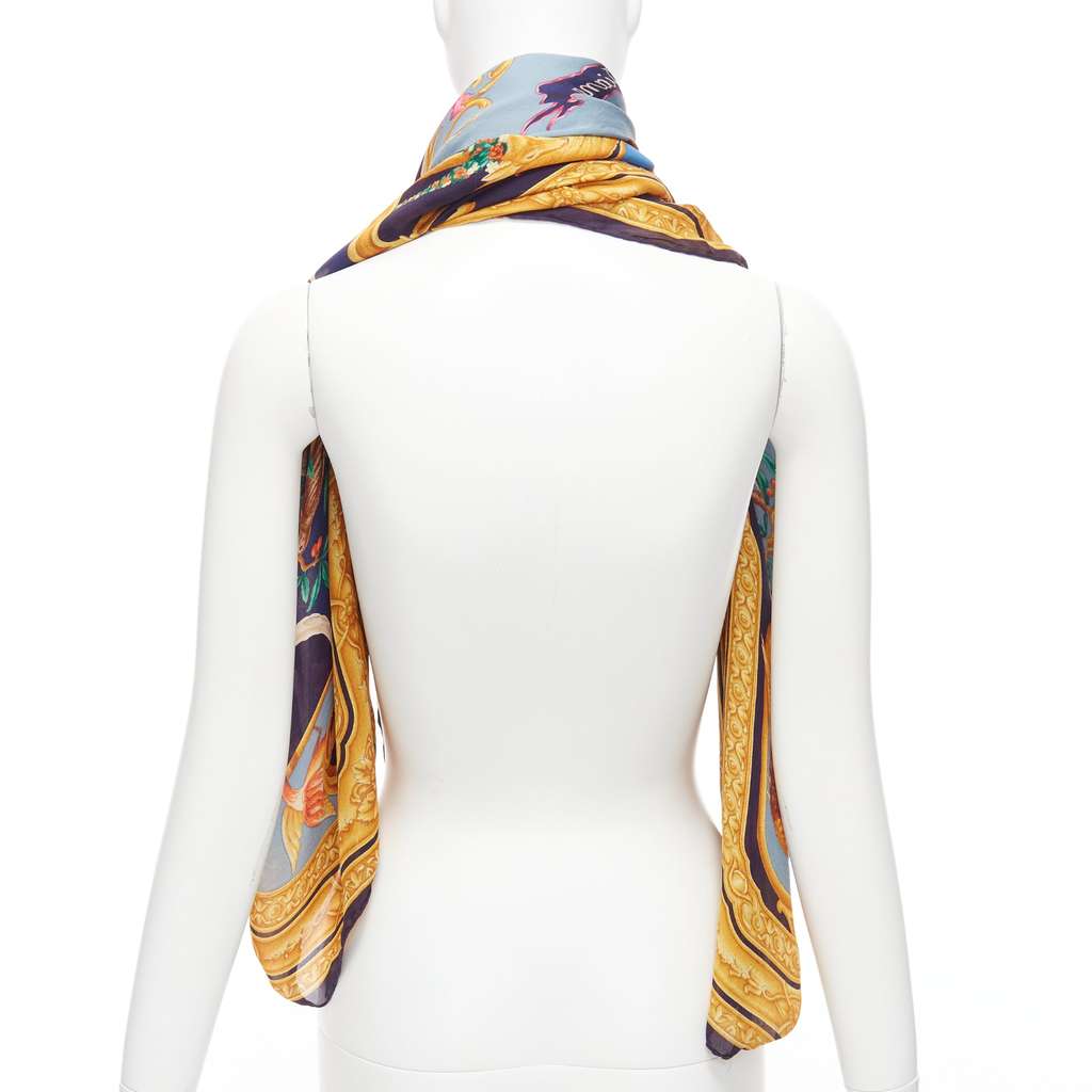 Gucci Barocco Motif Scarf MultiColor Silk Never worn - Box View