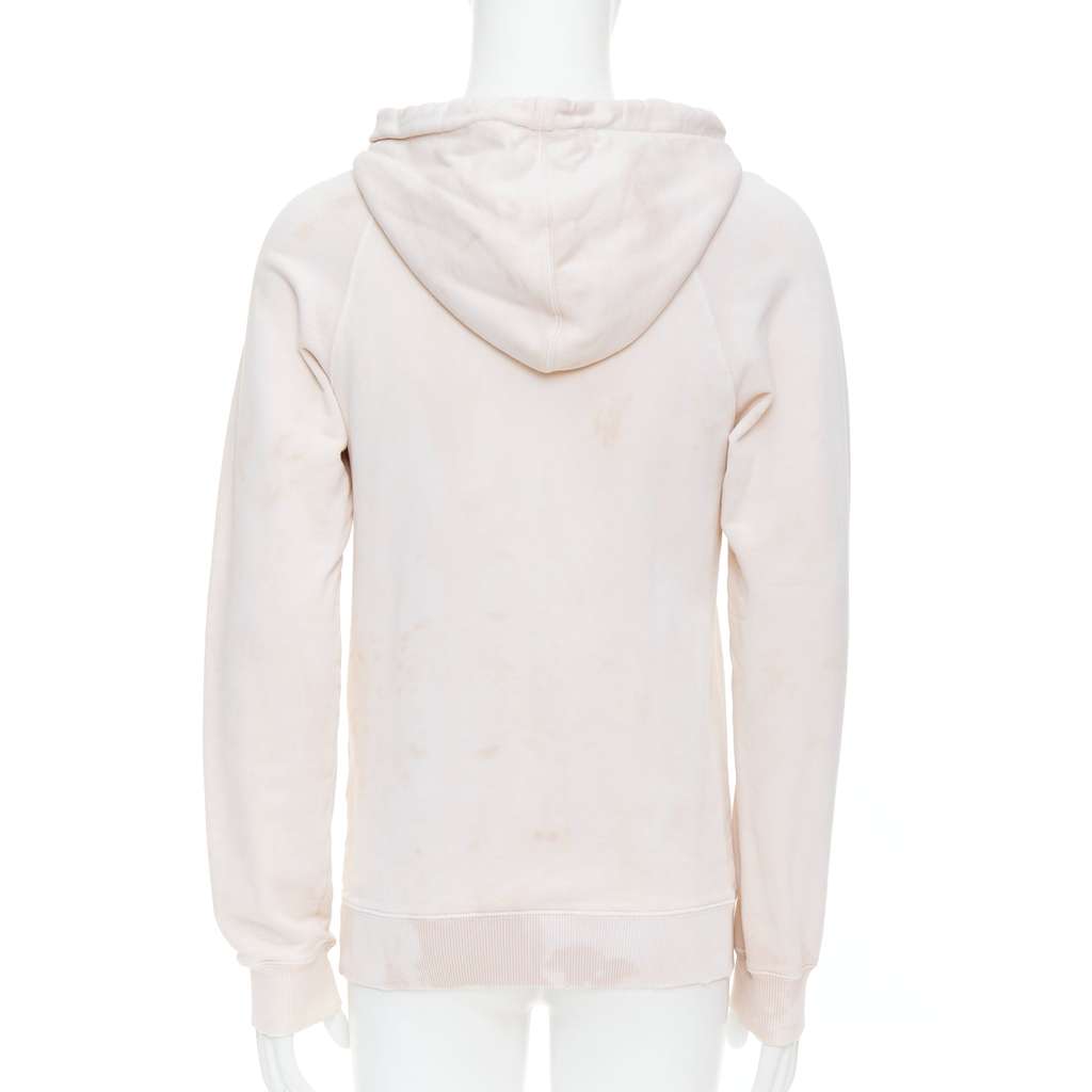 Saint Laurent Distressed Logo Hoodie Beige Cotton Never worn - Box View