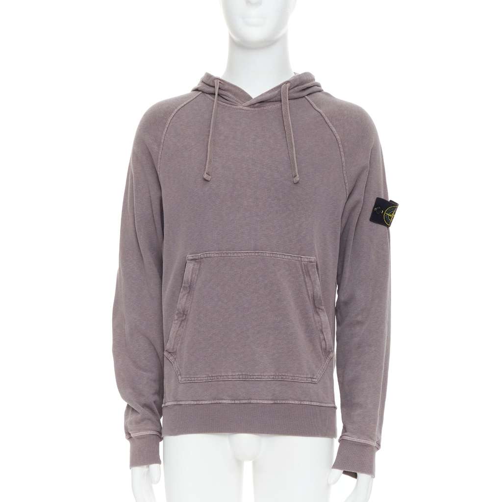 Stone Island Washed Cotton Hoodie Purple Cotton Never worn - Front View