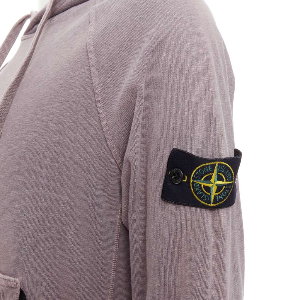 Stone Island Washed Cotton Hoodie Purple Cotton Never worn - Back View
