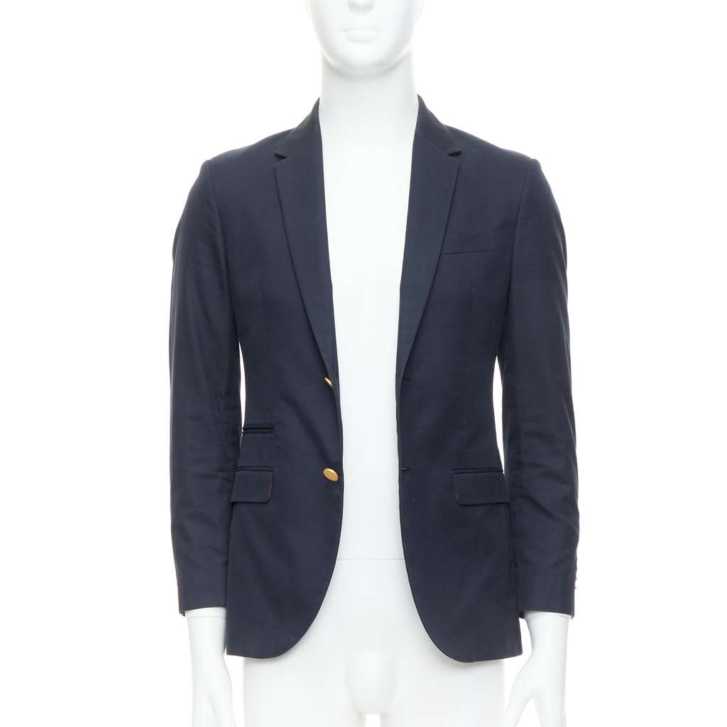 Valentino Garavani Tweed Moto Jacket Navy Cotton Fair - Front View