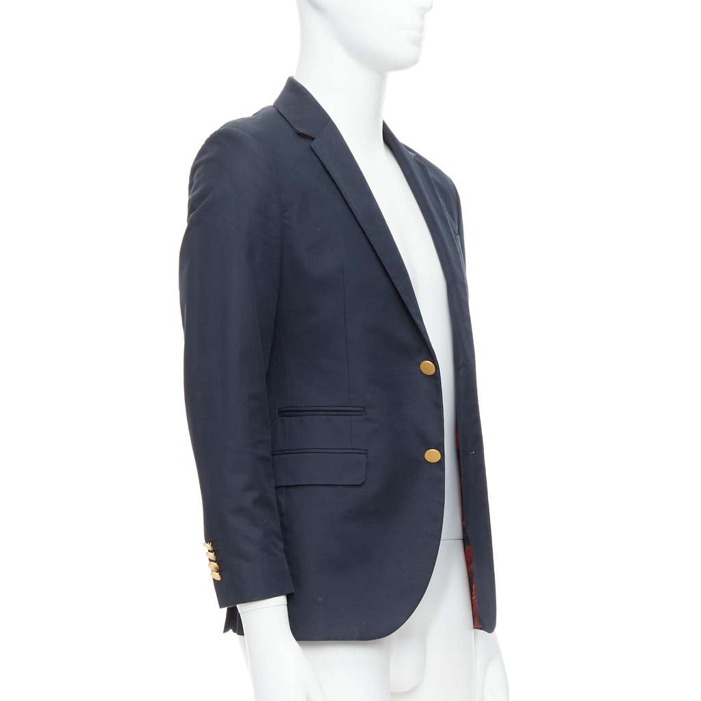 Valentino Garavani Tweed Moto Jacket Navy Cotton Fair - Inside View
