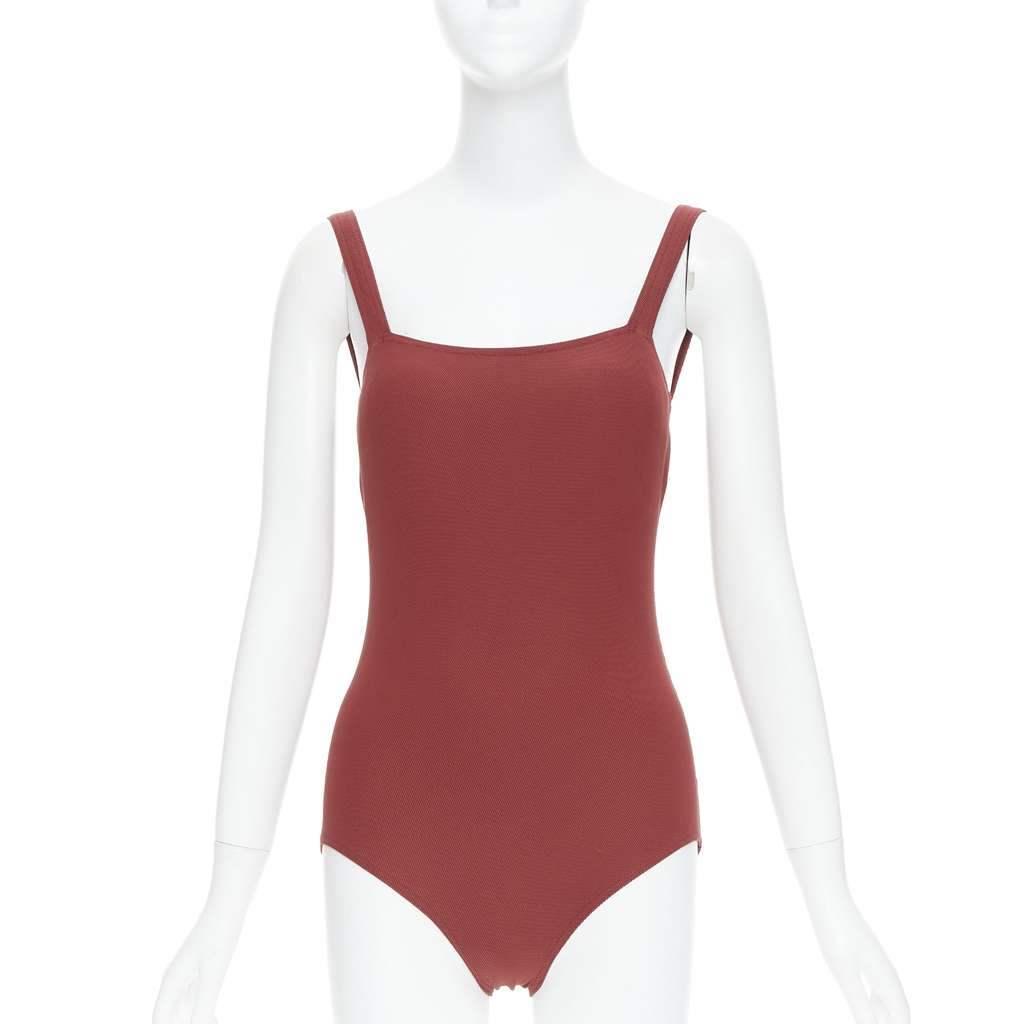Hermès Orange Twill Bodysuit Burgundy Polyamide Very good - Front View