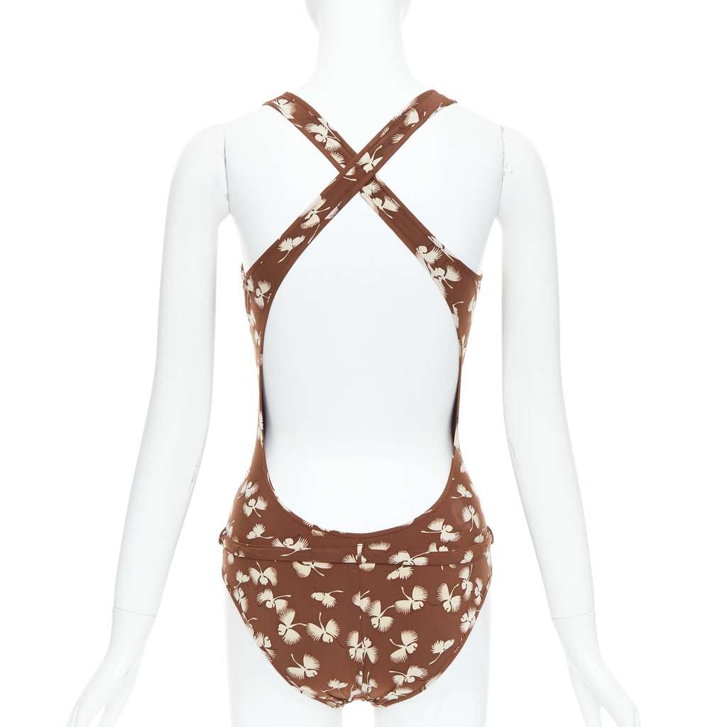 Gucci Floral Belted Swimsuit Brown Very good condition - Back View