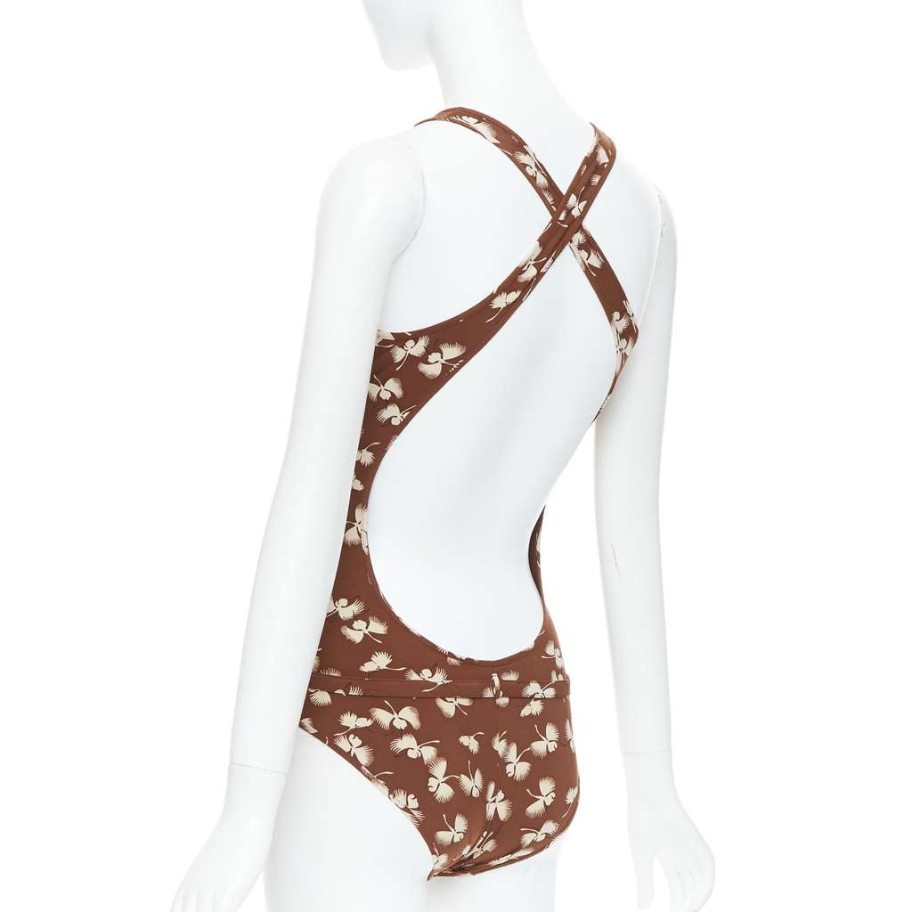 Gucci Floral Belted Swimsuit Brown Very good condition - Box View