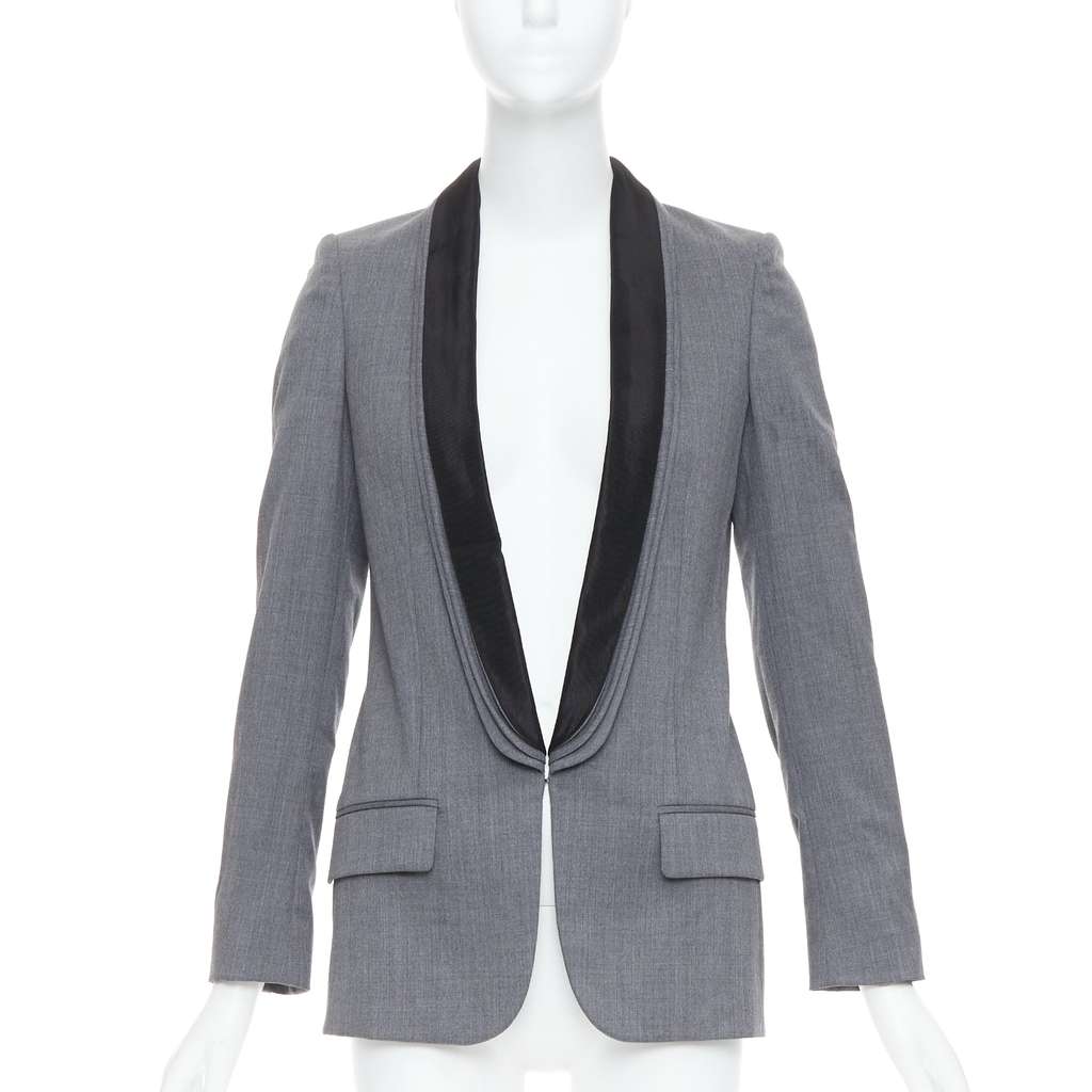 Stella McCartney Linen Light Blazer Grey Wool Very good - Front View