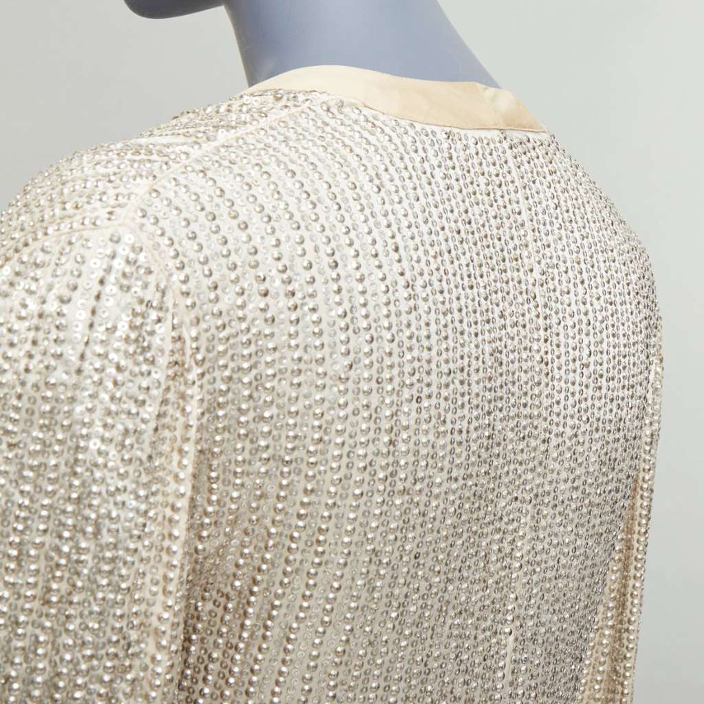 Balenciaga Cream Sequin Jacket Beige Silk Very good - Back View