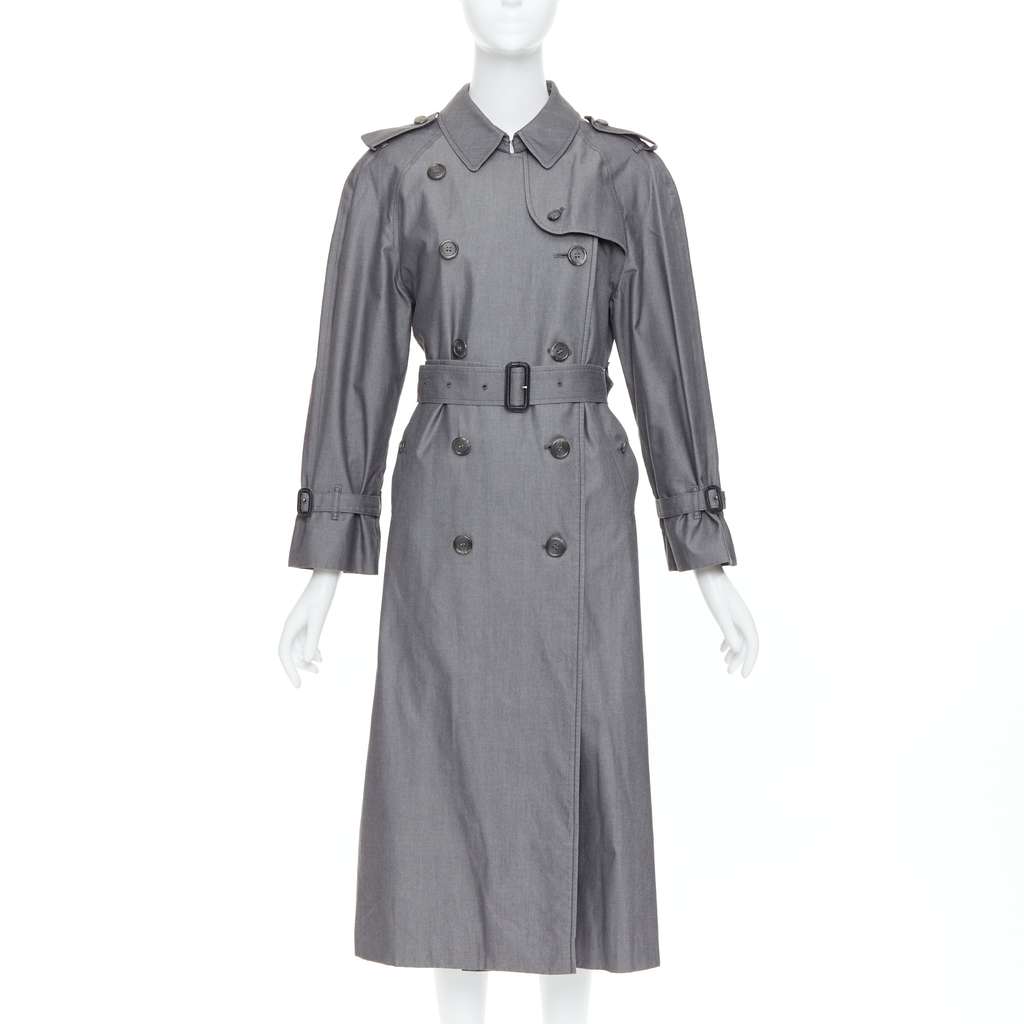 Burberry Grey Cotton Trench Coat Grey Cotton Very good - Front View