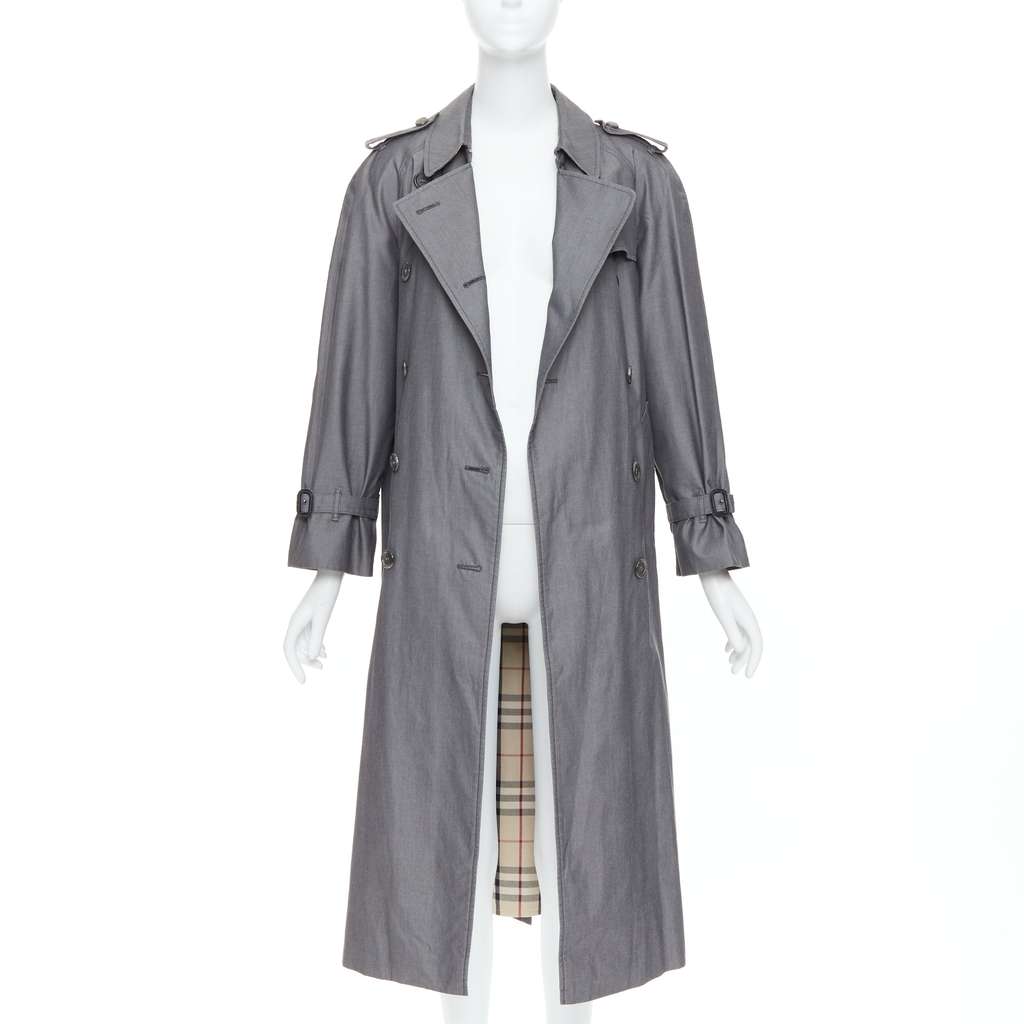 Burberry Grey Cotton Trench Coat Grey Cotton Very good - Inside View
