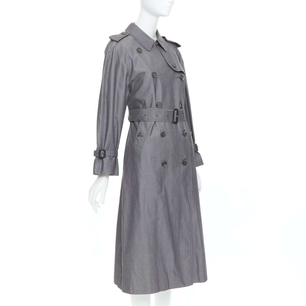 Burberry Grey Cotton Trench Coat Grey Cotton Very good - Model View