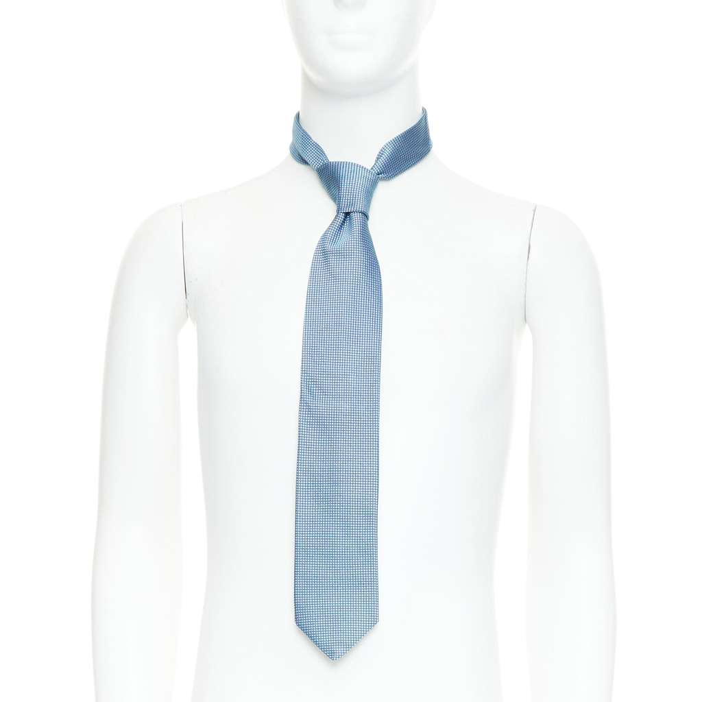 Patek Philippe Grid Jacquard Tie Blue Silk Very good - Front View