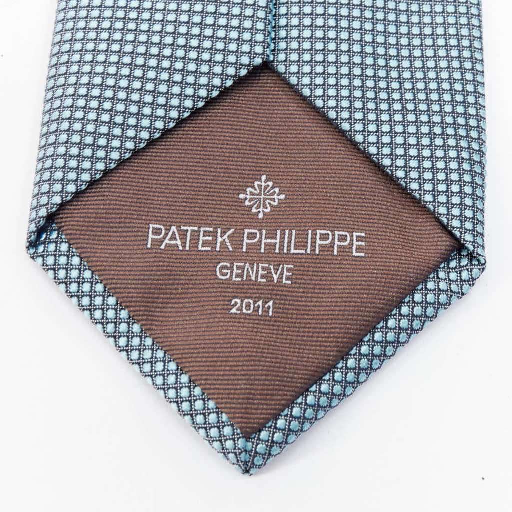 Patek Philippe Grid Jacquard Tie Blue Silk Very good - Box View