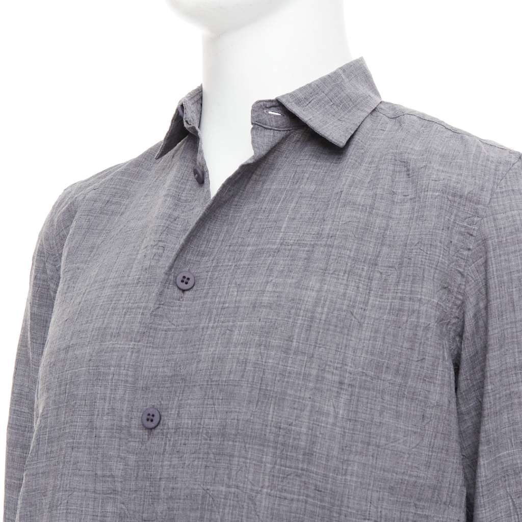 Issey Miyake Crinkled Shirt Top Grey Polyester Very good - Back View