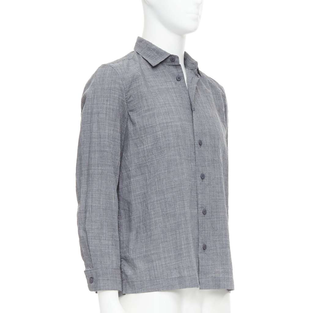 Issey Miyake Crinkled Shirt Top Grey Polyester Very good - Inside View