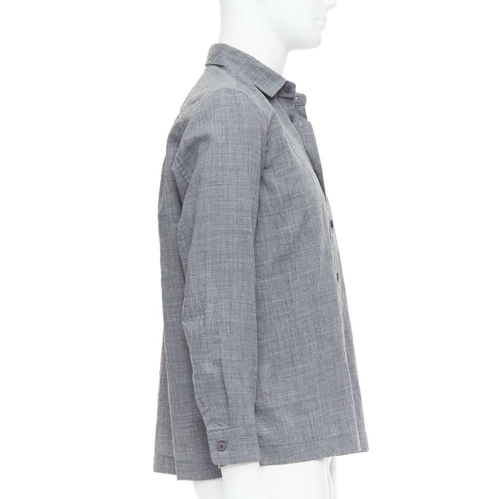 Issey Miyake Crinkled Shirt Top Grey Polyester Very good - Model View