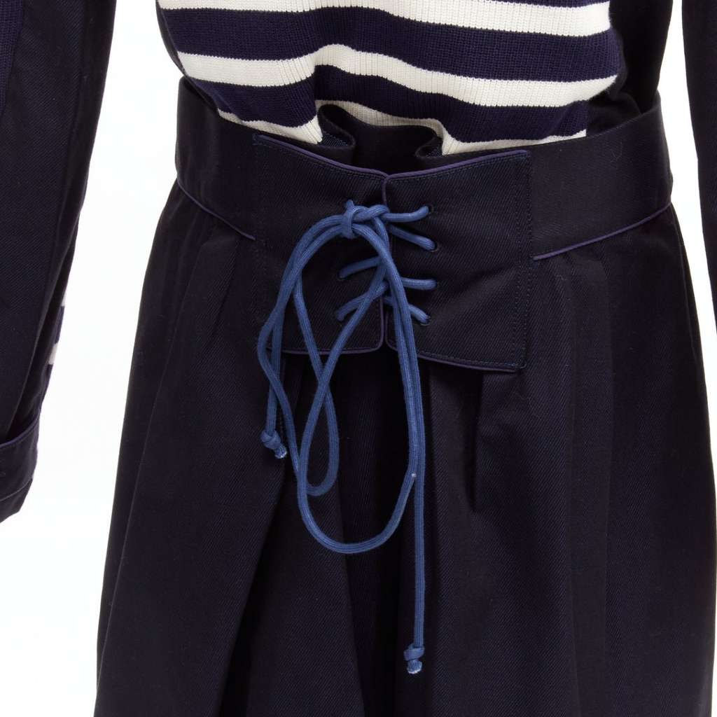 Sacai Nautical Stripe Flare Coat Navy Cotton Very good - Back View
