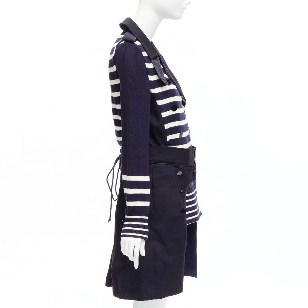 Sacai Nautical Stripe Flare Coat Navy Cotton Very good - Box View