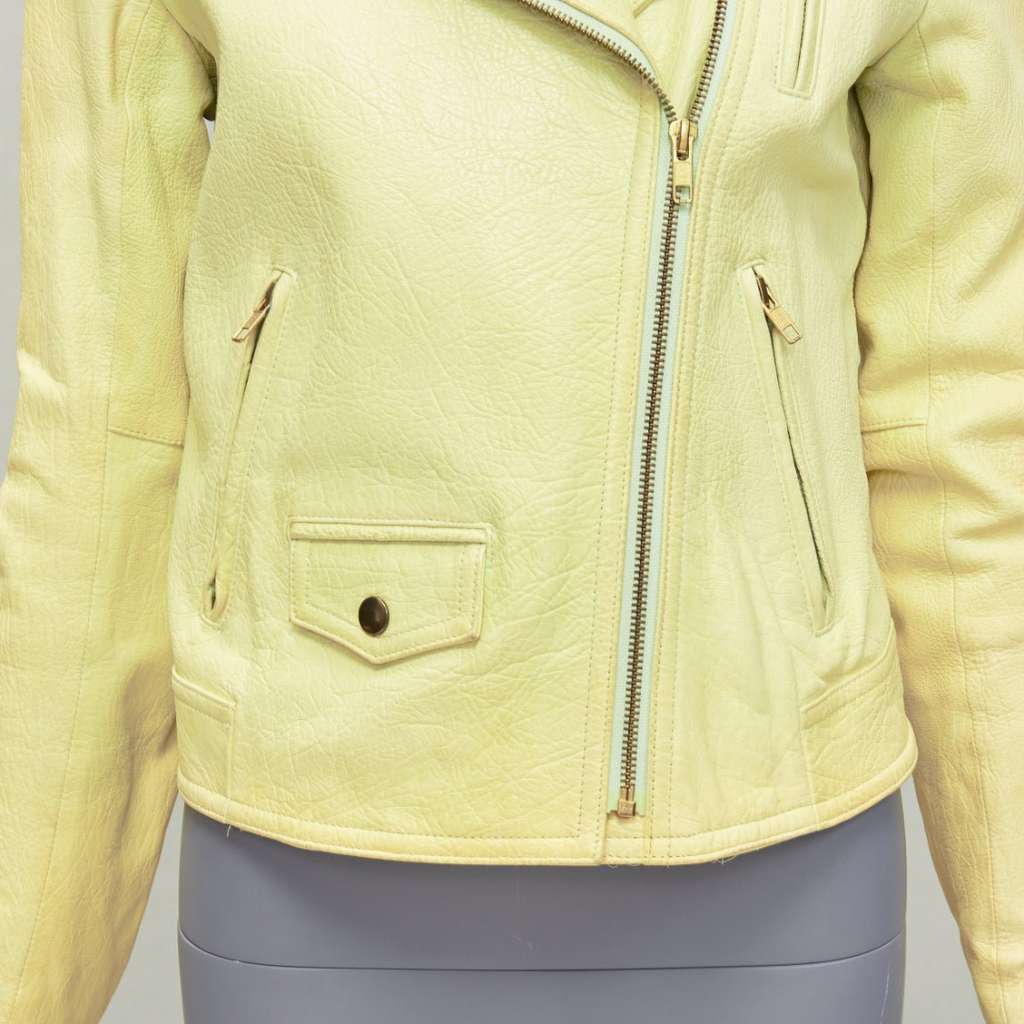 Theory Yellow Lambskin Biker Jacket Yellow Leather Good - Back View