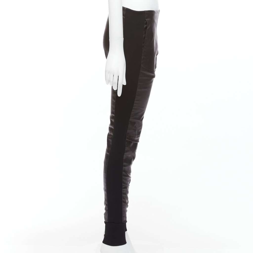Balenciaga Striped Cropped Pants Black Leather Never worn - Model View