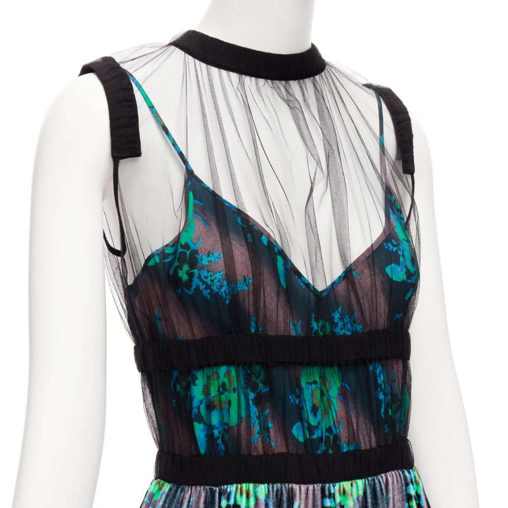 Christopher Kane Floral Overlay Dress Black Silk Never worn - Back View