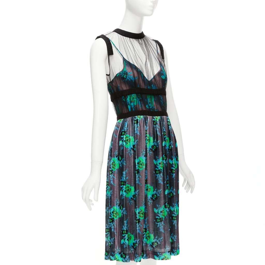 Christopher Kane Floral Overlay Dress Black Silk Never worn - Inside View