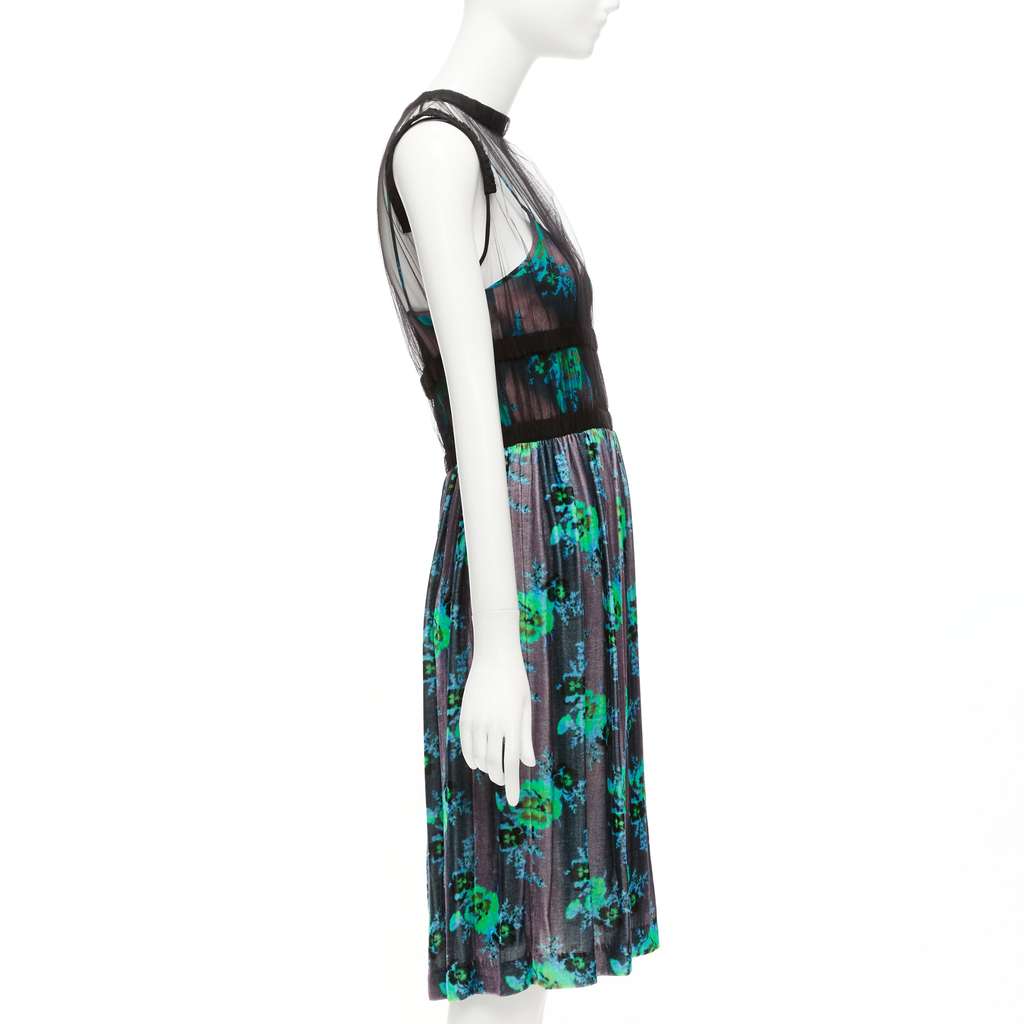 Christopher Kane Floral Overlay Dress Black Silk Never worn - Model View