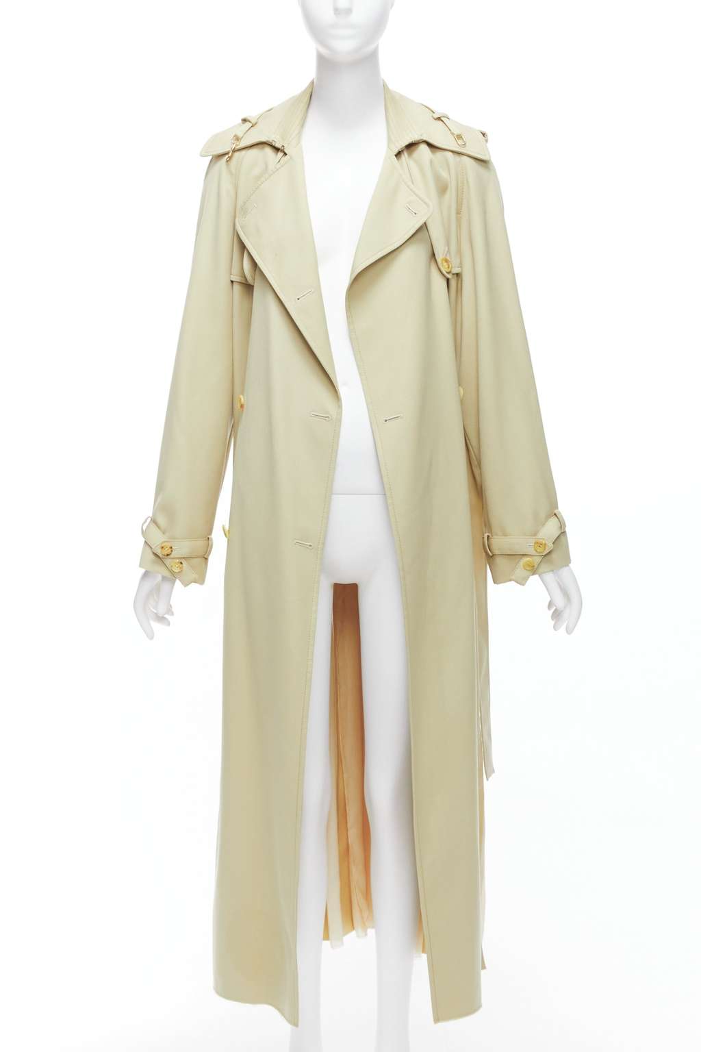 Gabriela Hearst Wool Silk Pleats Trench Beige Wool Very good - Inside View
