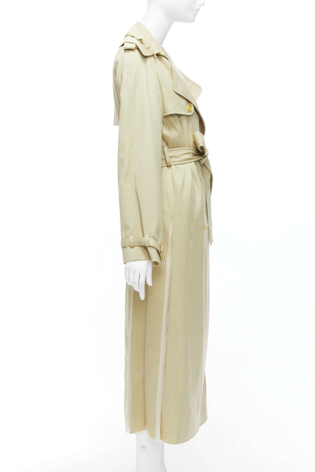 Gabriela Hearst Wool Silk Pleats Trench Beige Wool Very good - Box View